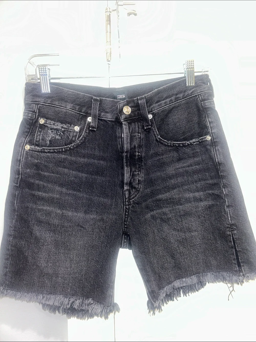 NWOT EDWIN CAI CUT OFF FRAYED DENIM SHORTS SIZE 26 Z117_2